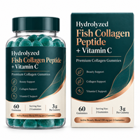 Gummies de peptides de poisson hydrolysés avec collagène, acide hyaluronique, vitamine C, biotine, grenade – 60 gummies – Marque privée OEM