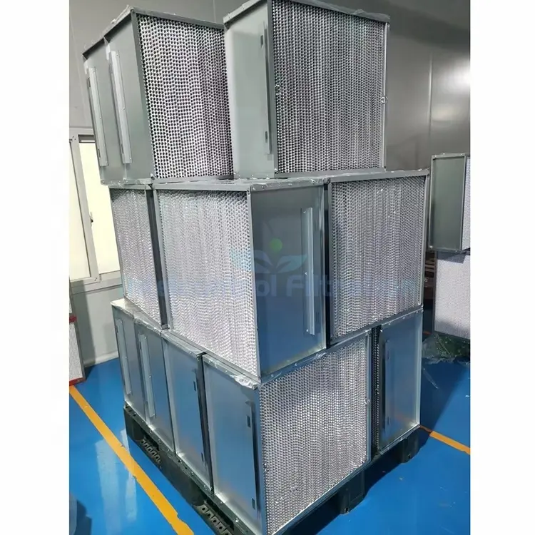 OEM Custom Galvanized Frame Aluminium Foil Separator Deep_Pleat High Efficiency Air Filter H13 H14 Operating Room HEPA Filter