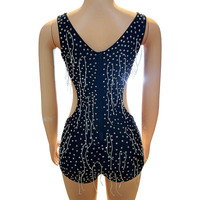 Novance Y4242 Produits les plus vendus Strass Paillettes Costumes de danse latine pour femmes Tenues de club sexy Combinaison noire une pièce