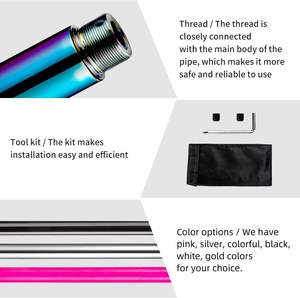 2 mètres d'équipement de perche volante portable en acier inoxydable Ensemble de perche volante de danse pour studio - Product Image 4