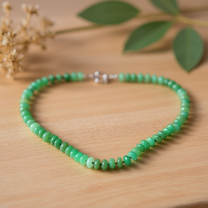 Natural <b>Green</b> Aventurine Rondelle <b>Bead</b> <b>Necklace</b> Handmade Gemstone <b>Necklace</b> Sterling Silver Clasp Women Jewelry Wholesale - Product Image 6