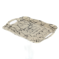 Vaisselle en marbre écologique à imprimé design Plateau de service rectangulaire pour garden party avec poignée