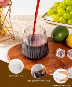 N9R Lot de 24 verres à <span class=keywords><strong>vin</strong></span> en plastique transparent jetables 12oz, design élégant effet origami ondulé, incassables, <span class=keywords><strong>pour</strong></span> événements de Thanksgiving - Product Image 3