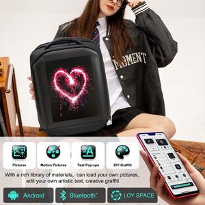LED Backpack 16 Inch Programmable Pixel Screen Laptop Backpack <b>With</b> App <b>Control</b> Travel Motorcycle Use - Product Image 4