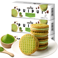 Prix d'usine Matcha Chocolat Saveur Sandwich Biscuits 85g * 36 Collations Décontractées Sucrées et Croustillantes dans un Emballage en Boîte