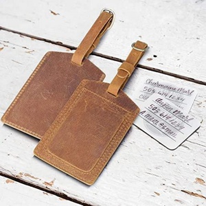 Etiqueta de Equipaje de Cuero Crazy Horse Premium Boshiho, Personalizada con Logotipo, Etiqueta de Identificación Rectangular de Cuero Genuino - Product Image 4