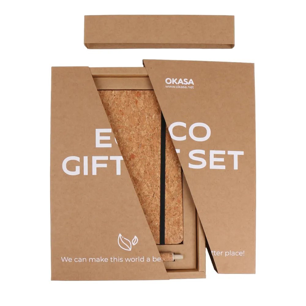 Benutzer definierte LOGO Luxus Briefpapier Werbe geschenk box Cork Notebook Kugelschreiber Diagonale Papier box eine Vielzahl von Werbe sets