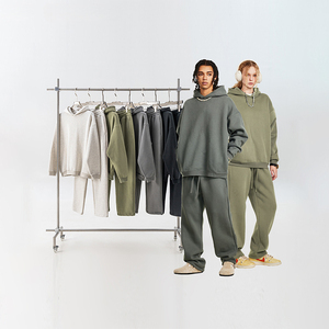 Conjunto Deportivo de Otoño Invierno, Sudadera con Capucha Extra Grande de Felpa Técnica de 450 g, Pantalones Deportivos Rectos, 100% Algodón Americano, Conjunto Deportivo Masculino sin Estampado - Product Image 2