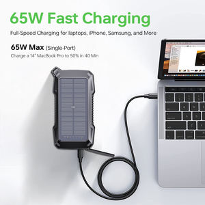 50000 माह का सोलर पावर बैंक 65W फास्ट चार्जिंग IPx5 वाटरप्रूफ, बिजनेस ट्रिप के लिए लाइट अलार्म - Product Image 2