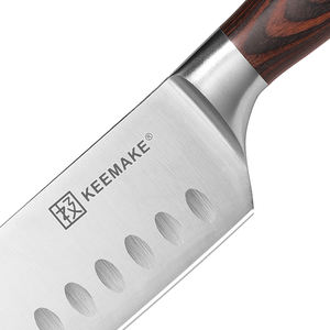 KEEMAKE 7インチドイツステンレス鋼キッチンナイフSantokuナイフPakkaウッドハンドル付き - Product Image 5