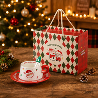 Ensemble de tasses à café en céramique Anji Newell, style dessin animé, conservation de la chaleur, couleur personnalisée, emballage en boîte cadeau pour les cadeaux de Noël