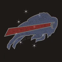 Transfert de strass personnalisé à talons hauts, motif de l'équipe de football de Buffalo Bills, transfert de strass à chaud à repasser