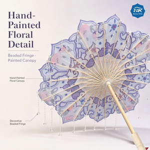 Parasol octogonal en soie Yunjian, parapluie chinois vintage en papier huilé à motif floral et papillon, fait main, décoratif, pour la photographie - Product Image 3