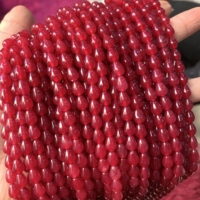 Batu alam kualitas tinggi 5*7mm dicelup Ruby halus-permukaan tetesan air bentuk batu permata perhiasan batu alam