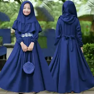Abaya для Eid 2024 Dubai, маленькие девочки, дети, оптовая продажа, комплект из 2 предметов, Абая и хиджаб для детей 8 лет