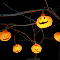 Guirlande lumineuse LED citrouille d'Halloween à piles, lampe pour fête, décoration d'ambiance d'Halloween intérieure et extérieure