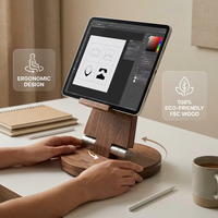 Support de tablette et de téléphone pliable en bois de noyer, pivotant à 360°, avec hauteur réglable, support de bureau ergonomique pour la maison