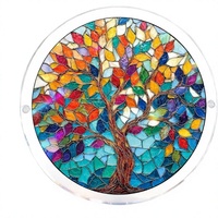 Nouvel Arrivage Transfrontalier : Décoration Suspendue en Acrylique, Motif Puzzle, Attrape-Lumière Coloré, Arbre de Vie en Relief Soleil, Style Chinois