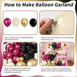 Lots Stock Fast Delivery Classic Style <strong>Prom</strong> Birthday Party <strong>Balloon</strong> Garland Arch Kit Metallic Red Gold with Black White <strong>Balloons</strong> - Product Image 5
