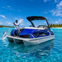 Perahu Pontong Aluminium Desain Baru 22ft, 12 Orang, Dek Pancing, Konsol Layar, Trailer Dapat Disesuaikan (Opsional), Mesin Luar 200HP