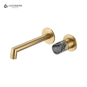 Grifo monomando de lavabo para baño, montaje en pared, Jade, con válvula de conexión, acabado negro mate - Product Image 1