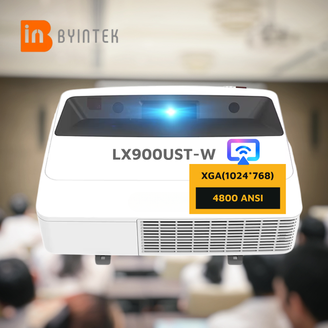 BYINTEK Coud LX900UST-W Large Venue Wifi Projector 4800 Lumens Short Throw Laser Projector Building Cinema Classroom Projector