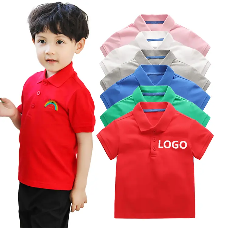 Custom Logo Casual Leuke Blanco Custom Katoen School Baby Kinderen Kids Uniform Polo Shirt Kinderen Polo Shirt