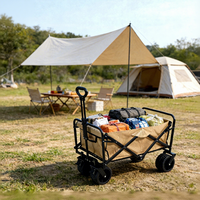 Remolque Plegable para Acampar al Aire Libre, Carrito de Compras Plegable de Cuatro Ruedas, de Acero y Oxford 600D, 86x50x102cm