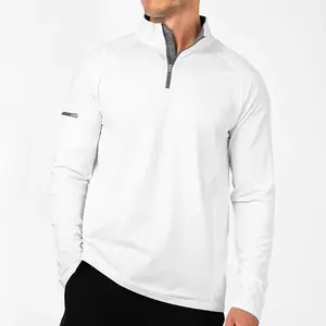 ZM-1058 Vận Động Viên Quarter Zip Áo Thun 92% Polyester 8% Spandex Phòng Tập Thể Dục Áo Thun Của Nam Giới Workout Top Màu Sắc Tùy Chỉnh