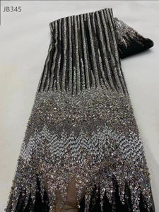 Vestido de Lujo Francés para Mujer a Precio Económico, Bordado a Mano con Cuentas, Lentejuelas, Encaje, Piezas de Malla, 100% Poliéster Elástico - Product Image 4