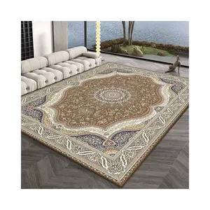 2024 Eco-friendly Abstract Style 3d Print Carpet Golden And White Color Custom Rugs And Carpet China Supplier