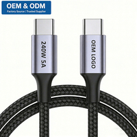 Cable Tipo C de Carga Rápida USB C 240W 5A, Cable Tipo C de Carga Rápida, Cable Tipo C Trenzado Personalizado de Fábrica, Cable USBC a USBC