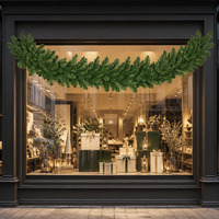 Guirlande de Noël artificielle 9FT x 14 pouces non éclairée, 300 pointes, vert, en feuilles persistantes, pour décoration de cheminée de Noël, OEM, personnalisable en usine