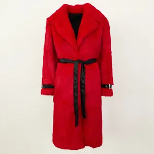 OFTBUY 2024 <span class=keywords><strong>Cappotto</strong></span> Invernale Sopra il Ginocchio in Pelle Integrale con Pelliccia di Coniglio Importata, Stampa Leopardata, Imbottito e Caldo - Product Image 2