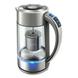 Ketel kaca listrik 1,7 l, teko teh listrik dengan kontrol suhu variabel, pembuat teh Digital