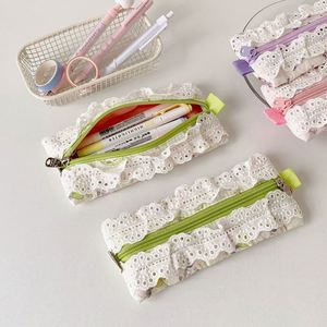 Simple Cosmetic Storage Bags Student Women School Office Makeup Lace Pencil <b>Case</b> Pouch - Product Image 1