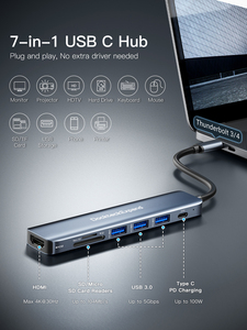 Hub USB 3.0 <span class=keywords><strong>TUTI</strong></span> 5-in-1 con HDTV 4K e PD100W, Splitter in Lega di Alluminio per Laptop con Docking Station Type-C, Disponibile - Product Image 2