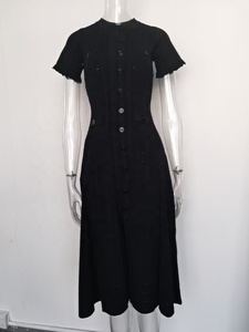 Aimeisi Sẵn Sàng Cổ Phiếu Phụ Nữ Giản Dị Ngắn Tay Áo Hollow Chủ Đề Duy Nhất Ngực Đan Váy Phụ Nữ Dệt Kim Dresses - Product Image 5