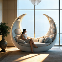 Canapé-lune rembourré minimaliste nordique, décoration artistique esthétique, siège confortable en tissu doux, canapé rond contemporain, siège de studio