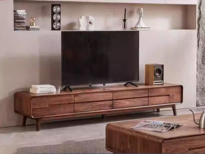 Meuble TV moderne luxueux en bois massif, en noyer noir, avec rangement pour salon, compatible avec les téléviseurs de 65 pouces et plus - Product Image 6