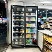 Réfrigérateur commercial pour bière et vin rouge, armoire de présentation à quatre portes, trois portes, double porte, sans refroidissement, pour boissons