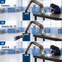 Extracteur de fumée de soudage mobile avec bras d'aspiration flexible en acier inoxydable et corps en acier au carbone