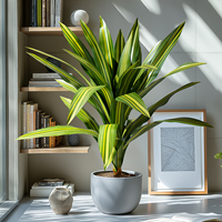 Grand palmier bonsaï artificiel vert durable pour la décoration intérieure/extérieure de la maison et du bureau, en herbe artificielle avec matériau en soie dans un pot en plastique