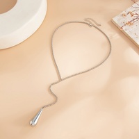 Collier minimaliste en métal en forme de Y avec pendentif goutte d'eau pour femme, chaîne fine Rolo simple pour usage quotidien, accessoires de bijoux, cadeaux