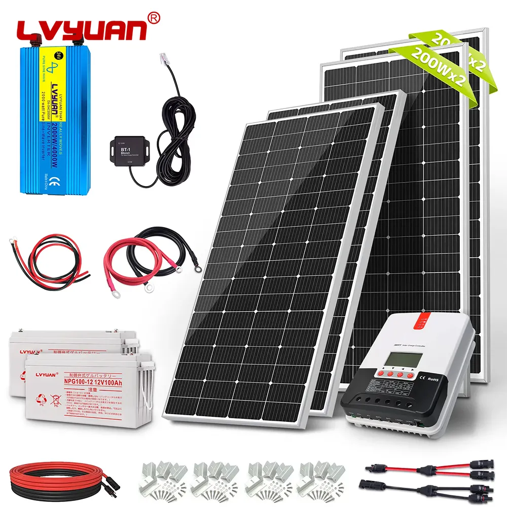 LVYUAN Système de stockage d'énergie solaire hors réseau Ensemble complet d'utilisation domestique Système de stockage d'énergie solaire Système d'énergie solaire