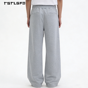 กางเกงขายาวทรงตรงผ้าฝ้ายเฟรนช์เทอร์รี่ 500 GSM แบบโอเวอร์ไซส์ สไตล์ลำลอง เป็นมิตรกับสิ่งแวดล้อม คุณภาพสูงสำหรับผู้ชาย - Product Image 5