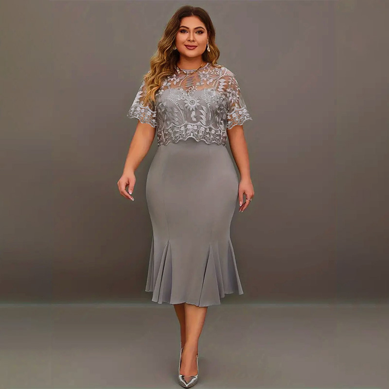 Abito grigio da cerimonia a sirena per la madre della sposa