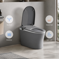Toilette intelligente numérique avec réservoir encastré, nettoyage automatique, siège chauffant, séchage à l'air, télécommande, drainage en S-trap
