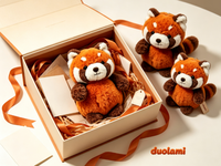 Peluche Panda Rouge Douce et Moelleuse, Poupée Animale pour Cadeau Promotionnel, Peluche Personnalisée