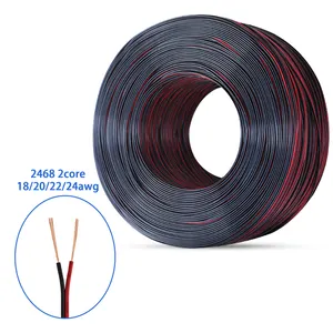 AWM 2468 vw 1 80c 300v, Cable de alimentación CC rojo y negro, aislamiento de PVC 18awg 20awg 22awg 24awg, Cable paralelo Flexible de 2 núcleos
